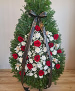 Coroană funerară orhidee și trandafiri, fotografia 3