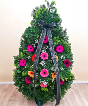 Coroană funerară 14 gerbera