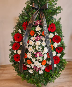 Coroana funerară multicoloră