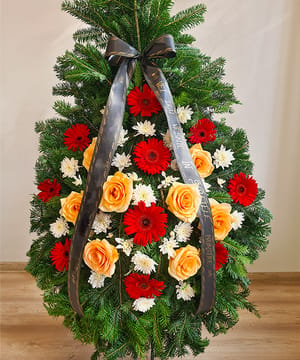 Coroană funerară trandafiri mix