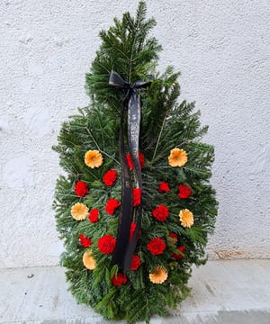 Coroană gerbera și garoafe