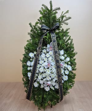 Coroană Funerară Crizantemă și Orhidee