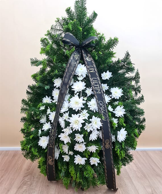 Coroană funerară crizantema albă 1 Coroana funerara crizantema alba 1 1