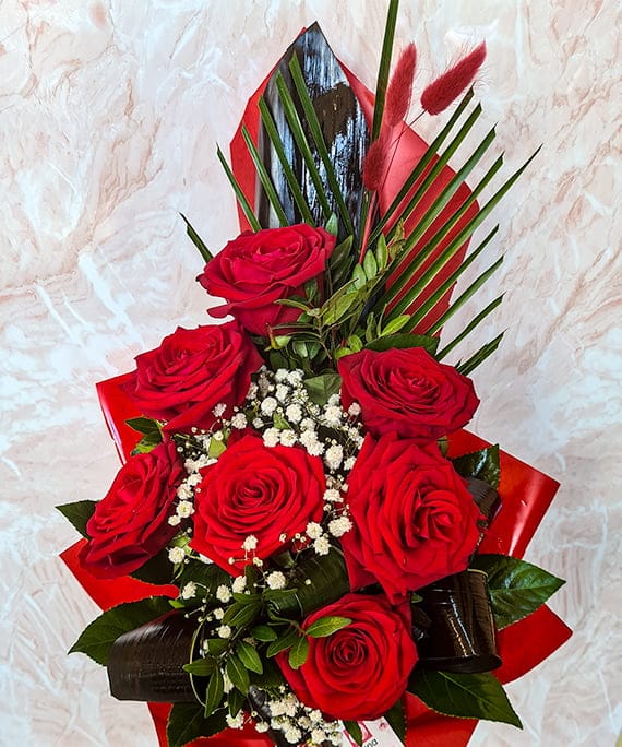 Buchet trandafiri roșii piramidal, fotografia 4
