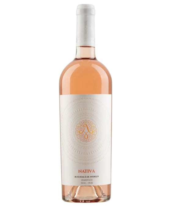 vin-roze-demidulce-nativa Sticlă de vin rosé demidulce Busuioacă de Bohotin, adaos la buchetele livrate de Florăria Dana în Cluj-Napoca