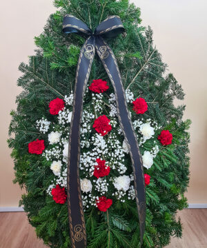 Coroană funerară cu 20 garoafe