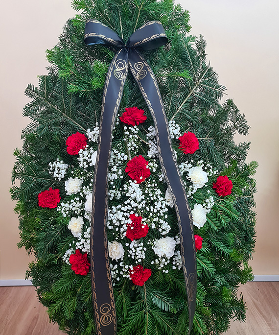 Coroană funerară cu 20 garoafe 1 Coroana funerara cu 20 garoafe 1