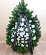 Coroană funerară crizantema albă 1