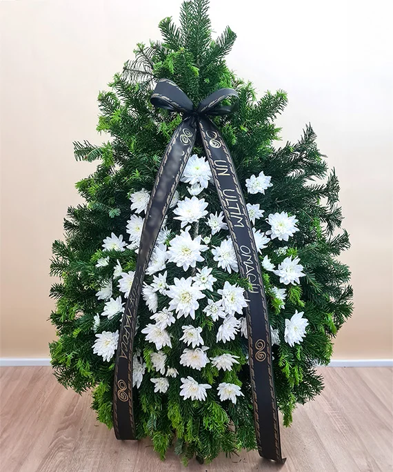 Coroană funerară crizantema albă 1 Coroana funerara crizantema alba 1 1