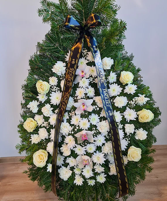 Coroana orhidee si trandafiri albi 1a