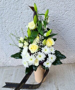Buchet funerar alb mixat