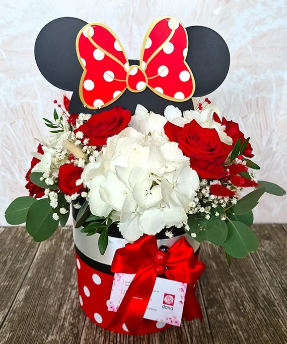 Cutie Minnie roșie cu flori 1