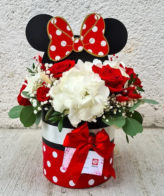 Cutie Minnie roșie cu flori 6
