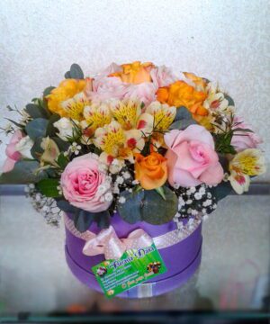 Cutie rotunda cu flori pastel 1