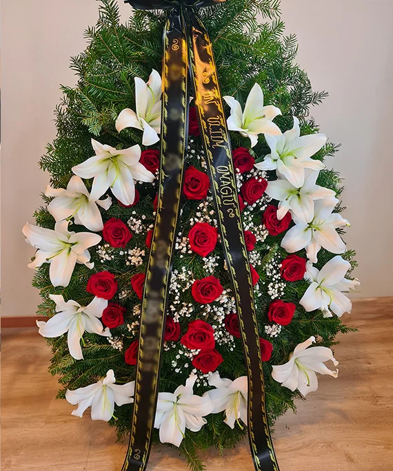 Coroana funerara crin si trandafir 1