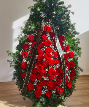 Coroană funerară roșie