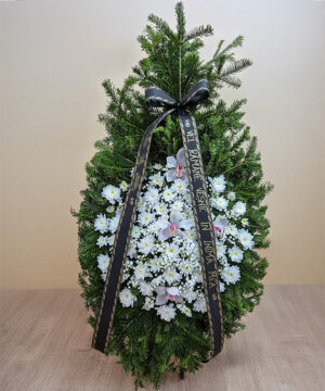 Coroană Funerară Crizantemă și Orhidee