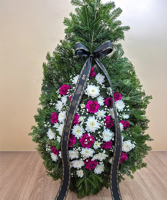 Coroană Funerară cu Garoafe și Crizantemă 1 Coroana Funerara cu Garoafe si Crizantema 1